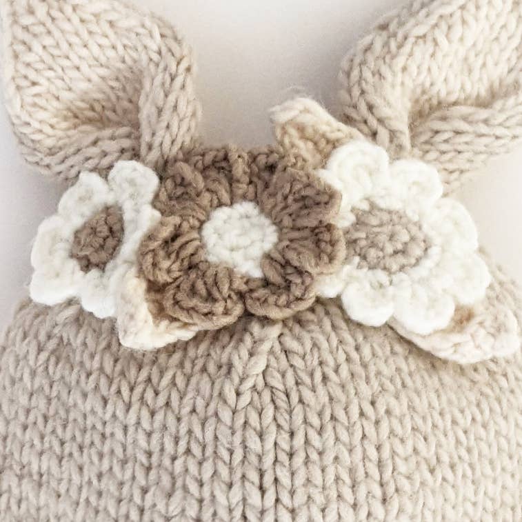 Huggalugs - Flower Bunny Beanie Oatmeal Flower Beanie Baby & Kids