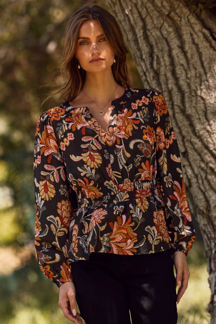 Oddi - Floral Printed Peplum Style Blouse