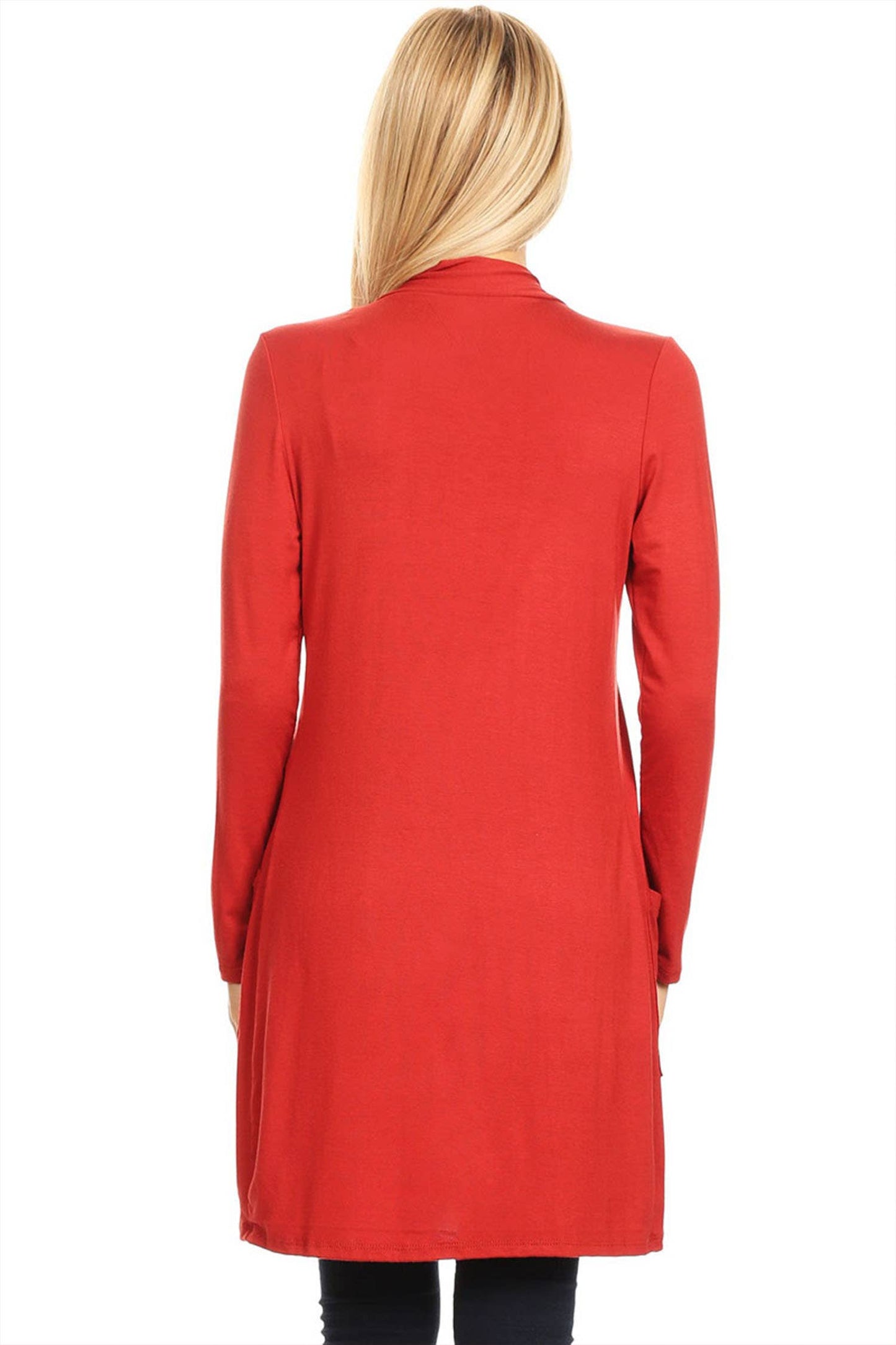 Women's Long Sleeves Side Pockets Solid Cardigan (Open Pack): Small / Plum