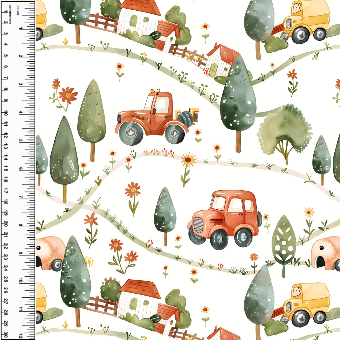Busy Little Stitches - Farm Vehicles Rolling Hills Toddler Blanket