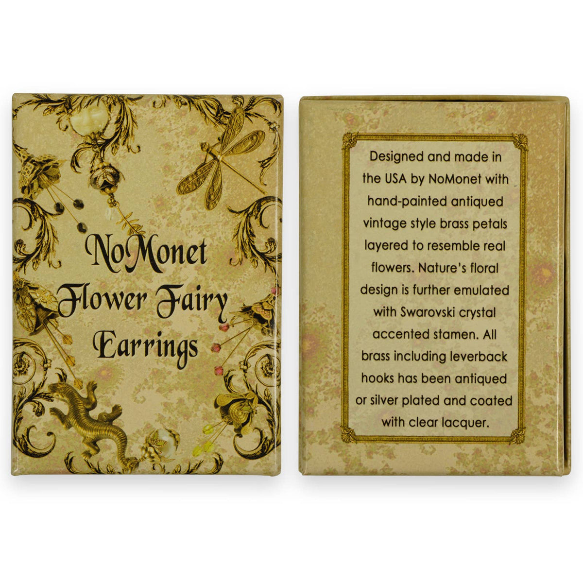 NoMonet - Flower Fairy: Painted Whimsical Lily Pad Earrings w Crystals