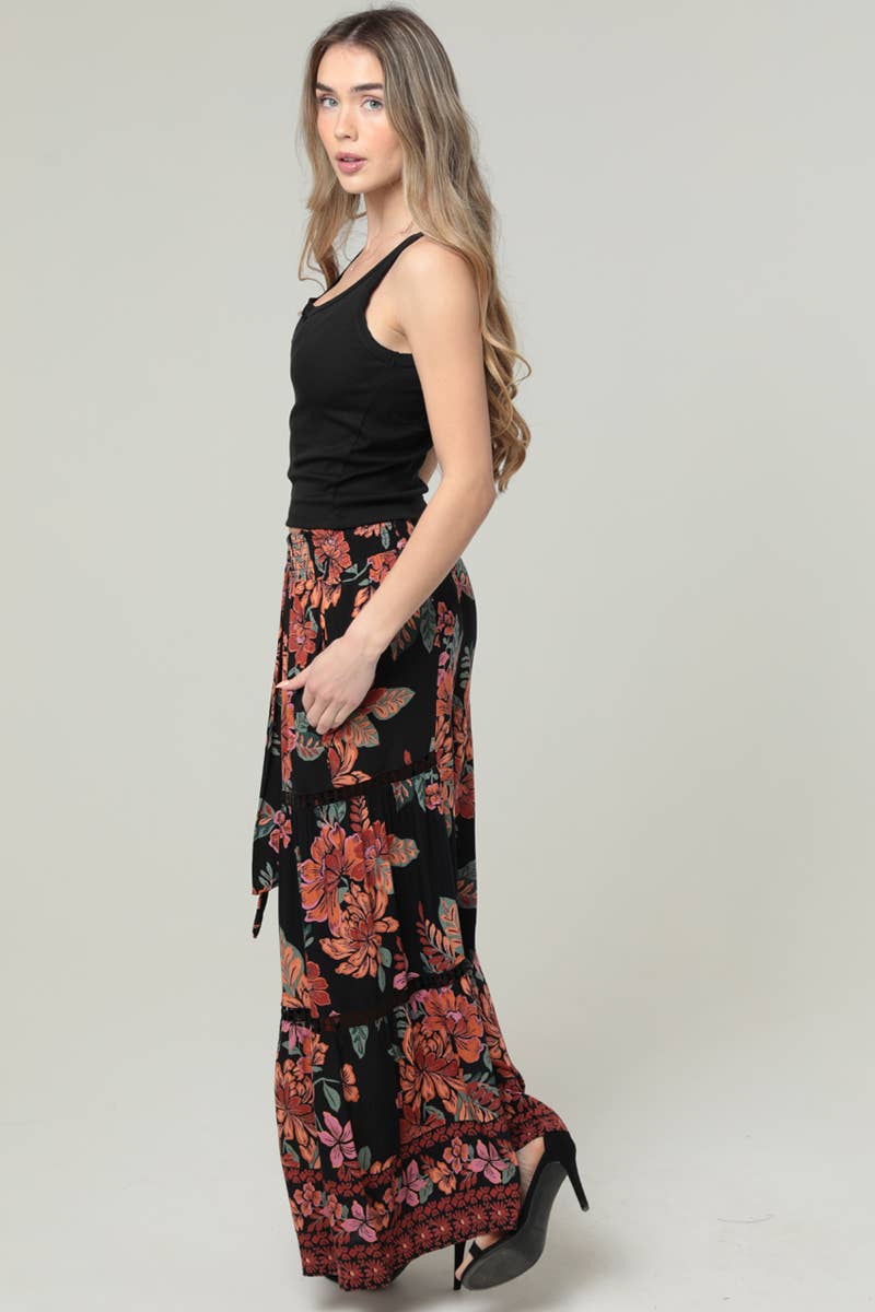 ANGIE - 25T18-A921 WIDE LEG LACE INSERTS TIE WAIST PANTS