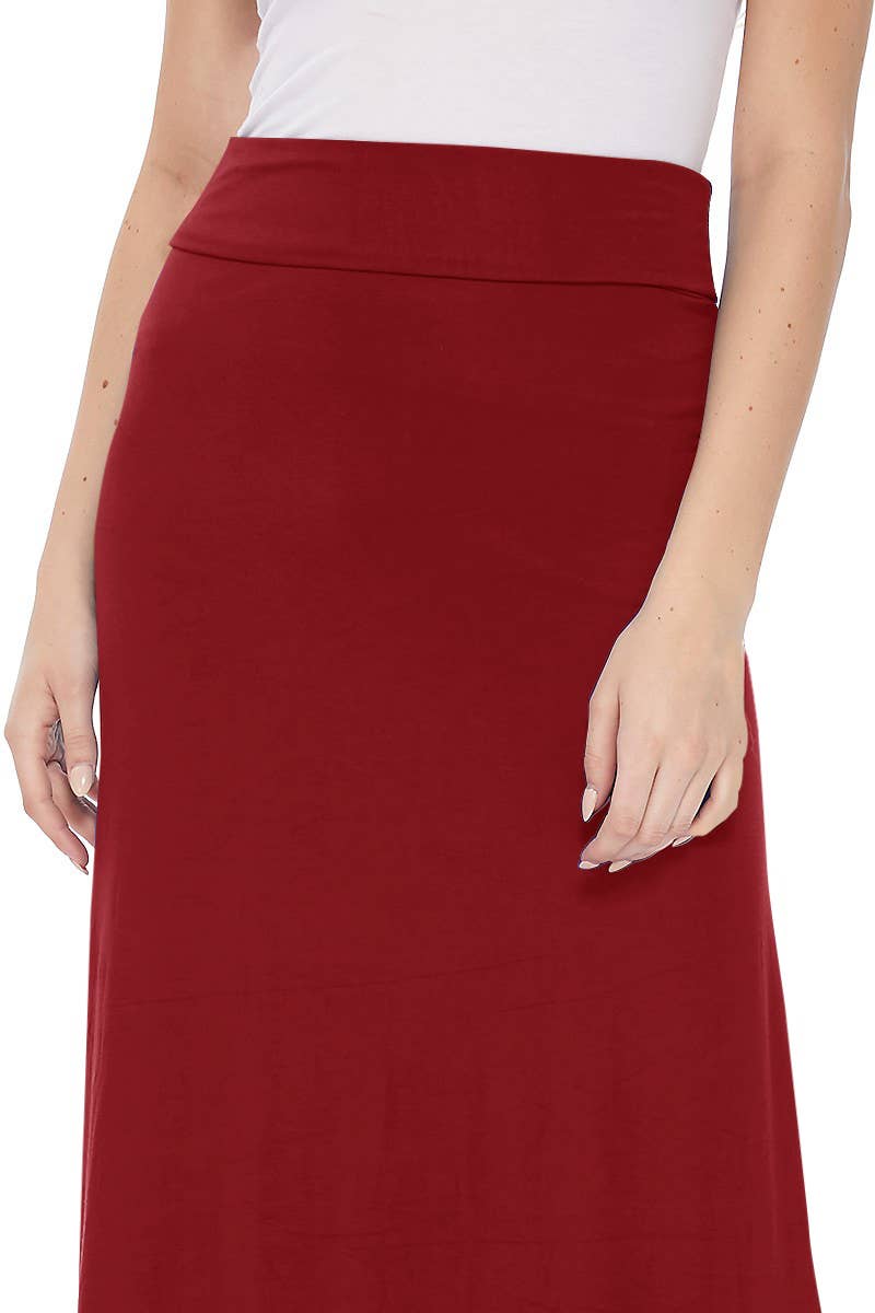 Solid Color Basic Casual Knit Long Maxi Skirt