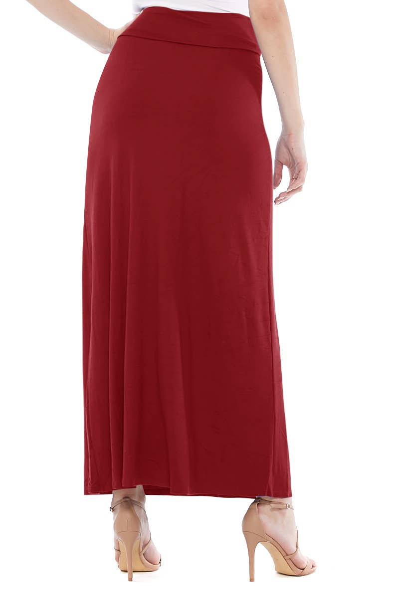 Solid Color Basic Casual Knit Long Maxi Skirt