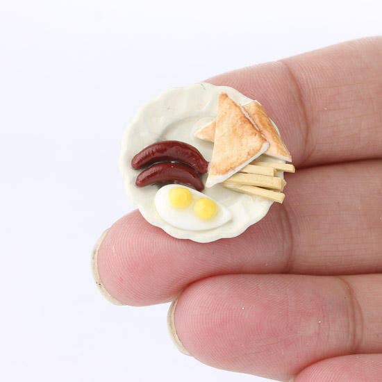 Factory Direct Craft - 7/8" Dollhouse Miniature Breakfast Food Plate