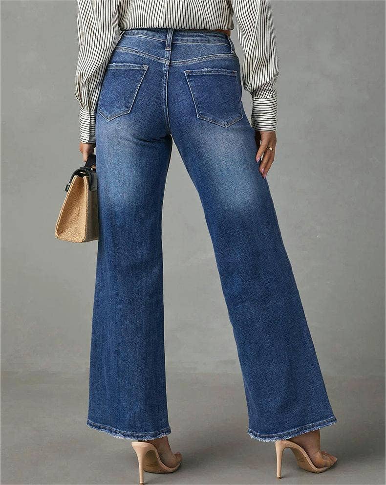 Rosa Clothing - Simple mid-rise straight leg jeans