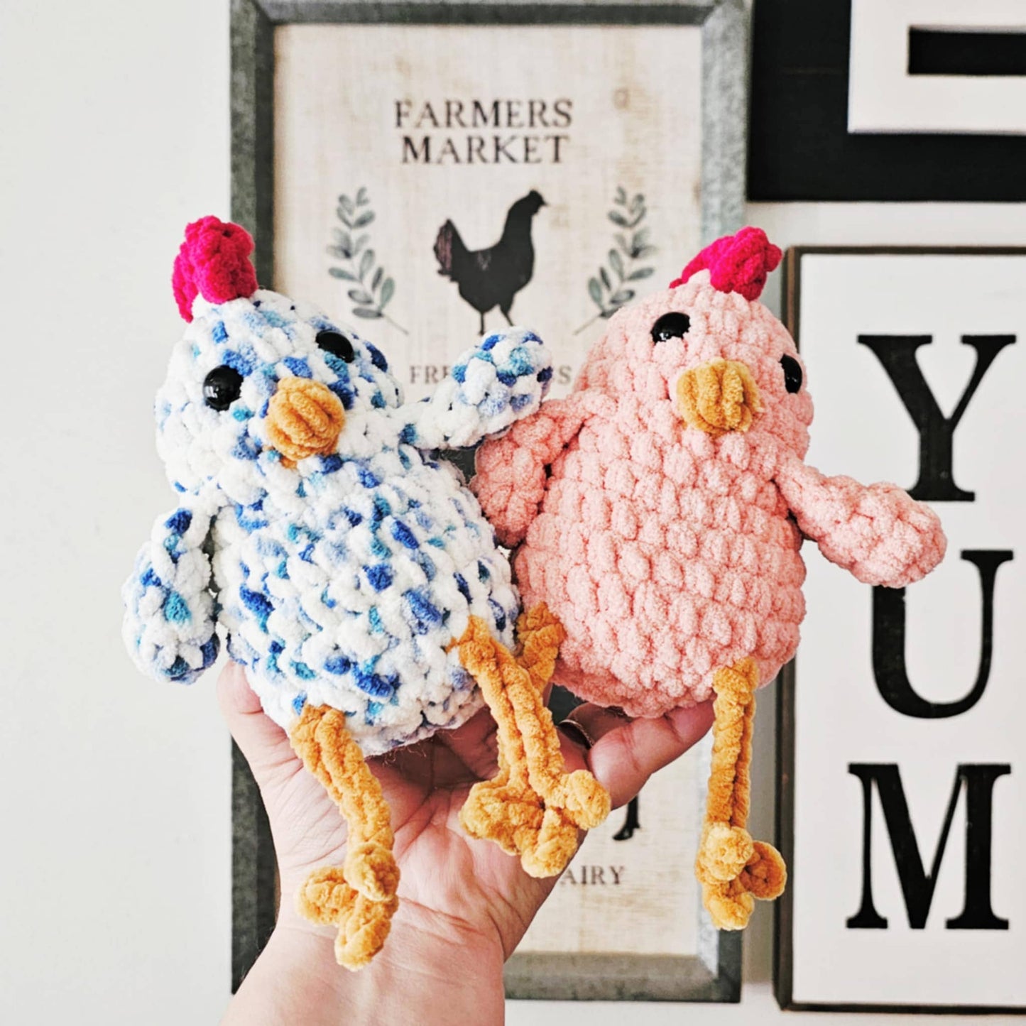 The Lumber Creek Co - Crochet Chicken Rooster Plushie Handmade Baby Toddler Toy