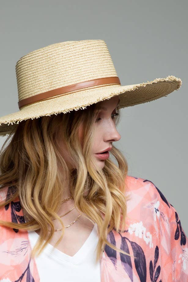 Urbanista Outlet - Wide Brim Frayed Straw Sun Hat