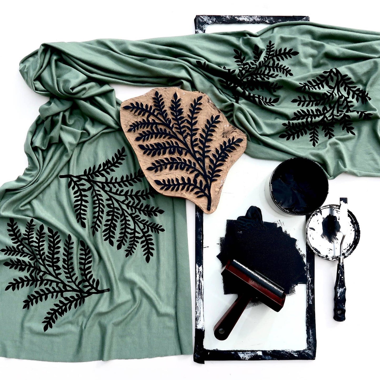 Windsparrow Studio - Scarf - Leafy Branch (black ink)