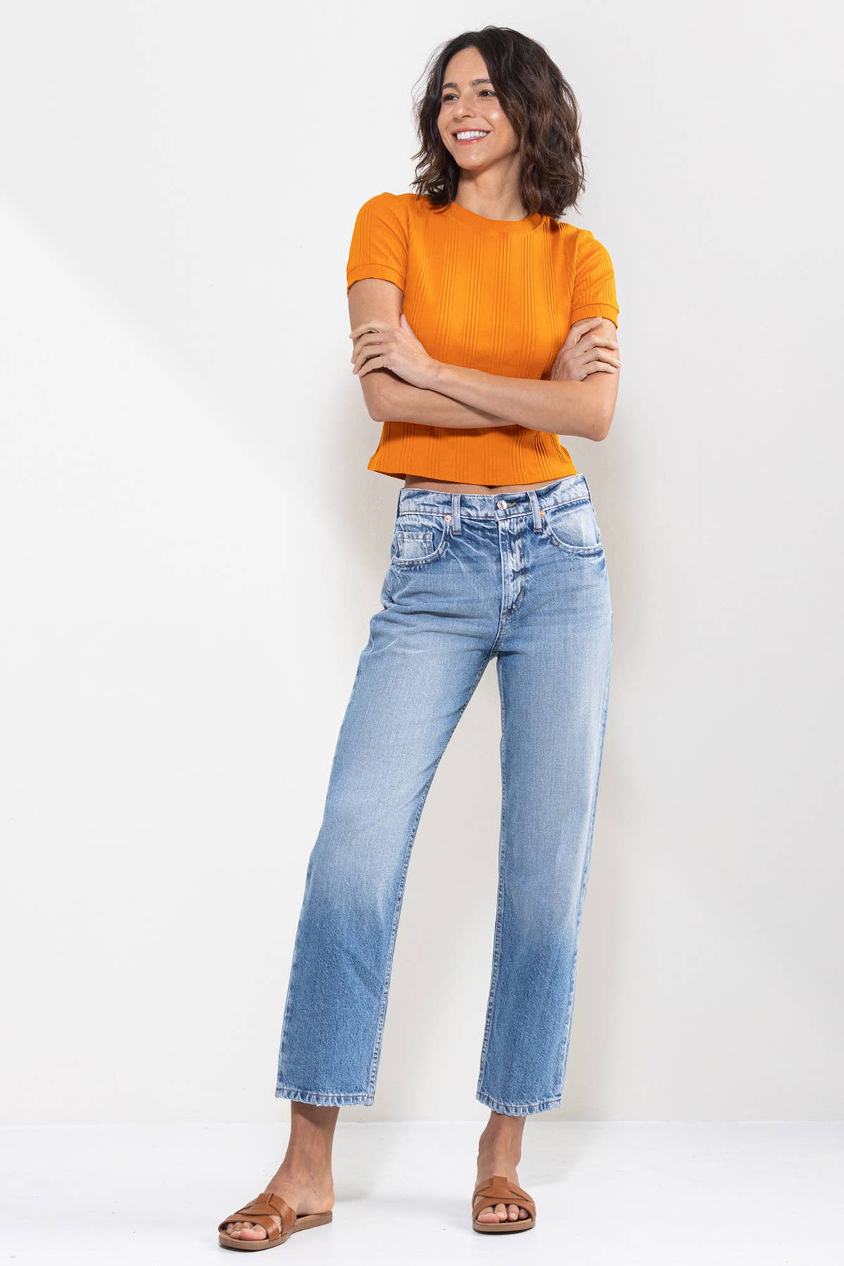 SneakPeek - HIGH RISE STRAIGHT JEANS IN VINTAGE LIGHT WASH SP-P12063