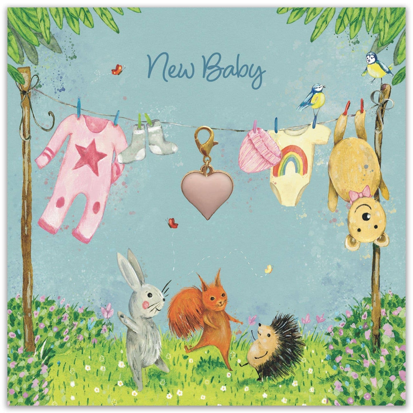 Twizler Ltd - New Baby Girl Card & Gift with Detachable Pink Heart Charm