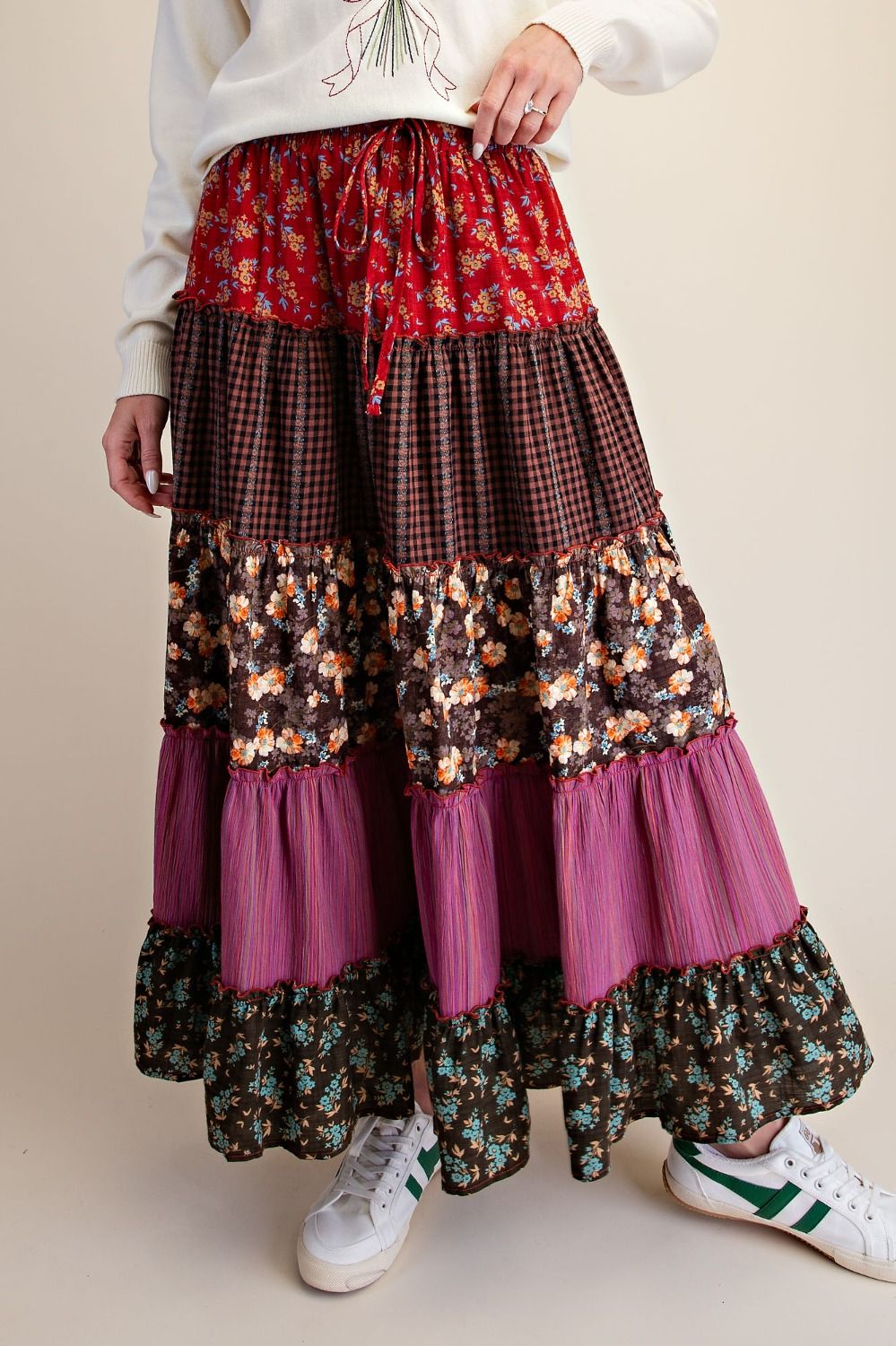 Brown Magenta Skirt