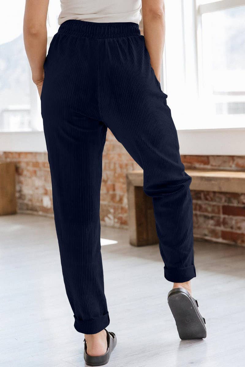 NINEXIS - CWBLP0479_CORDUROY ELASTIC WAISTBAND SIDE POCKET TROUSERS