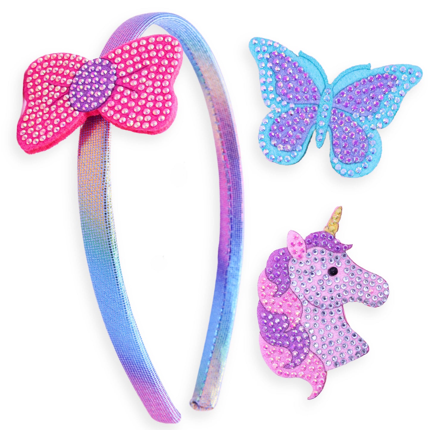 Frog Sac - Interchangeable Rhinestone Charm Headband and Hair Clips