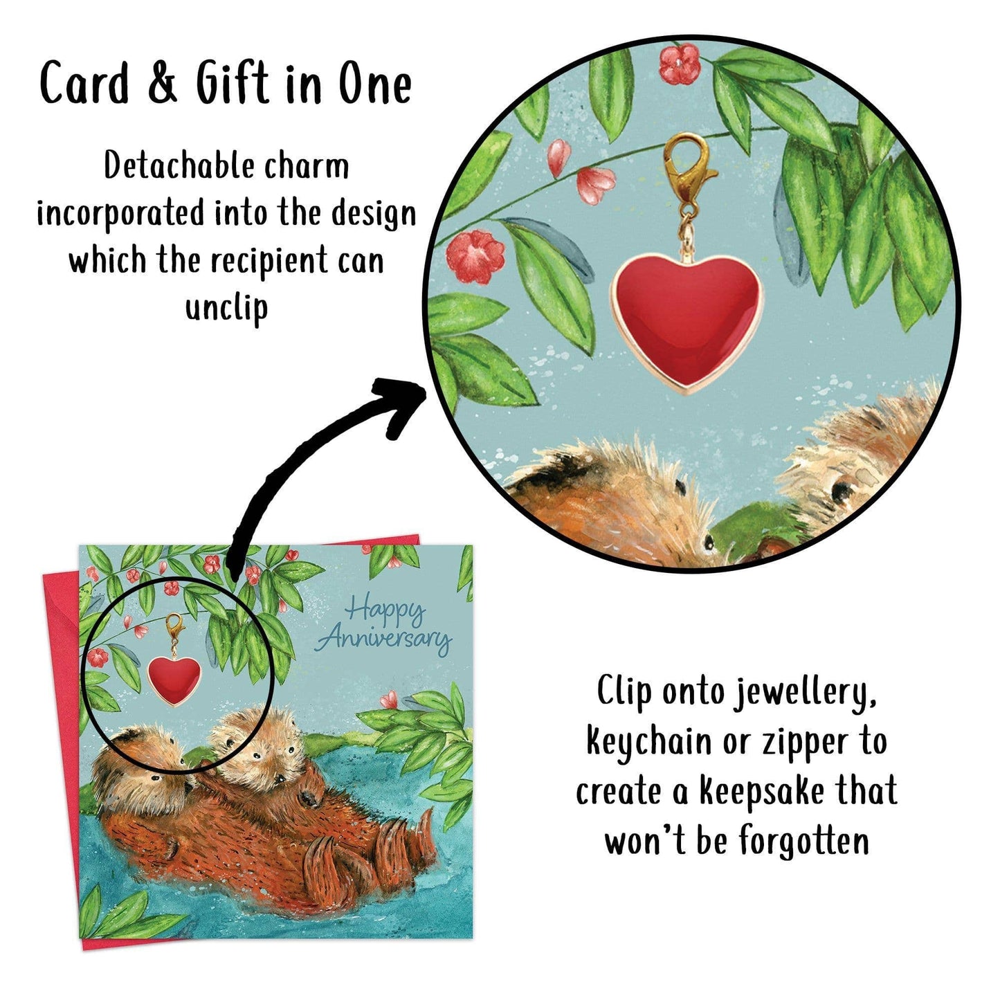 Twizler Ltd - Beavers Anniversary Card & Gift with Detachable Heart Charm