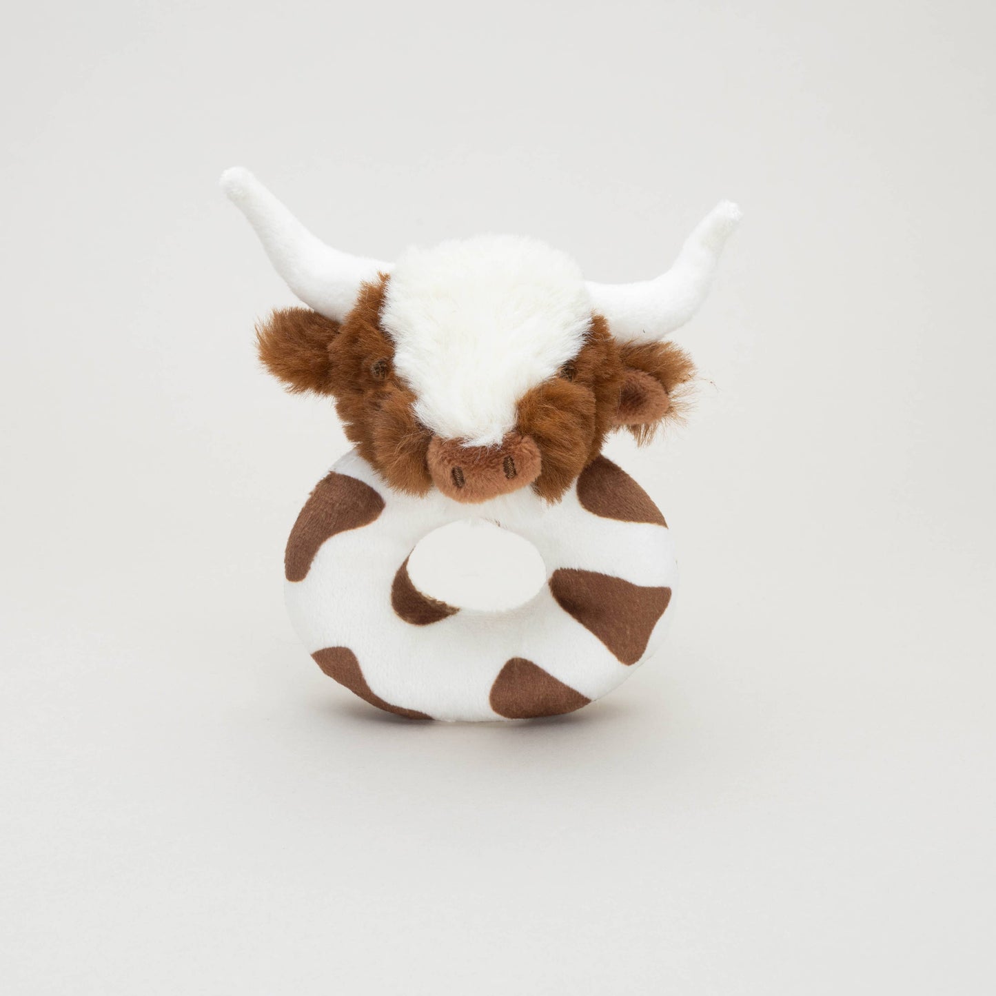 Jomanda Soft Toys & Accessories - Texas Longhorn Highland Brown Cow Baby Plush Rattle 10cm