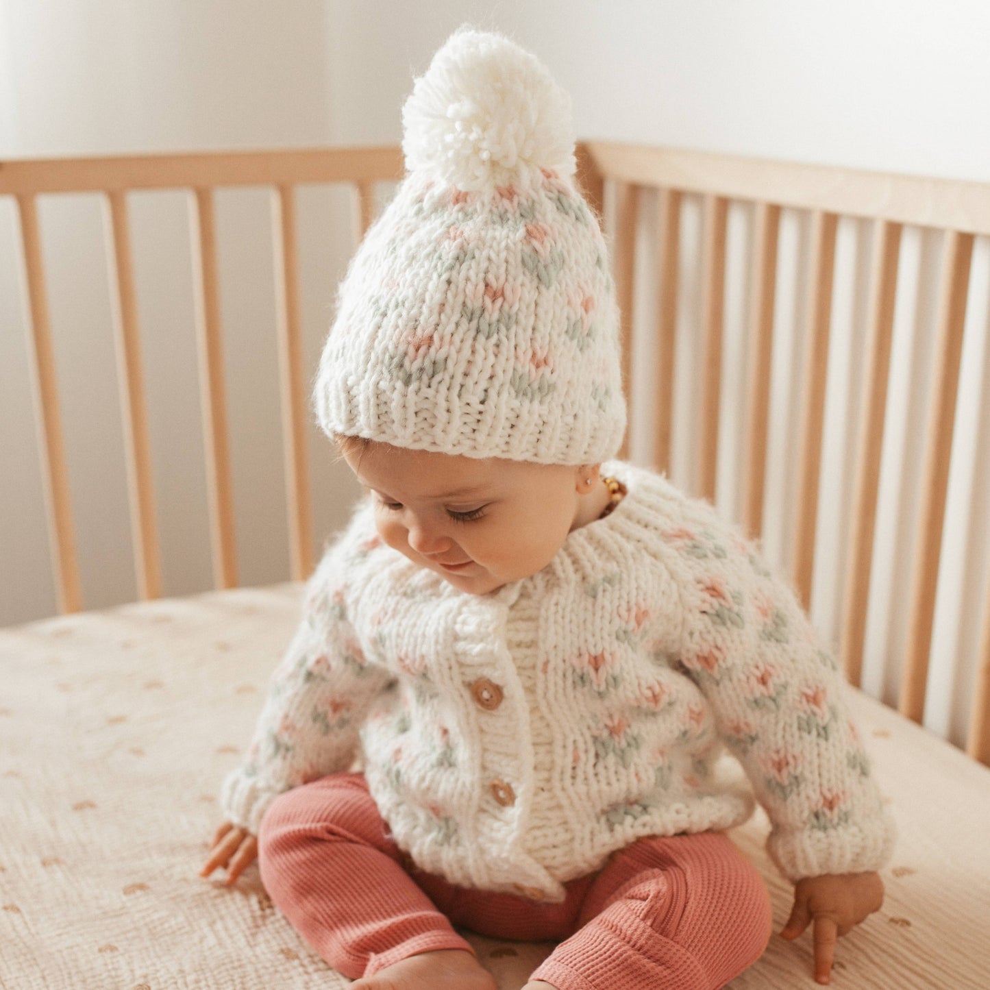 Huggalugs - Bitty Blooms White Cardigan Sweater Baby & Toddler