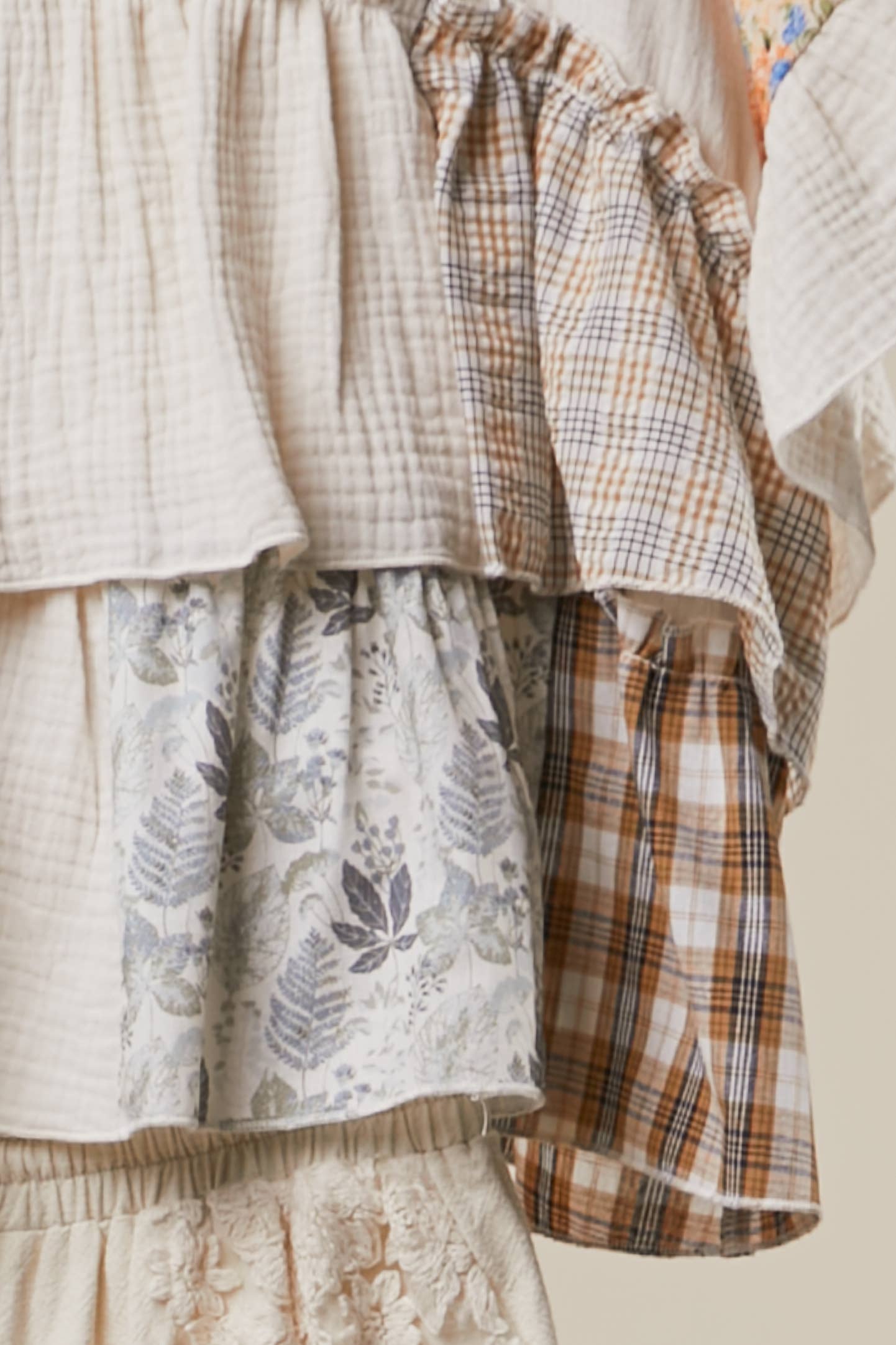 Mello. - Vintage Patchwork Ruffle Hem Top