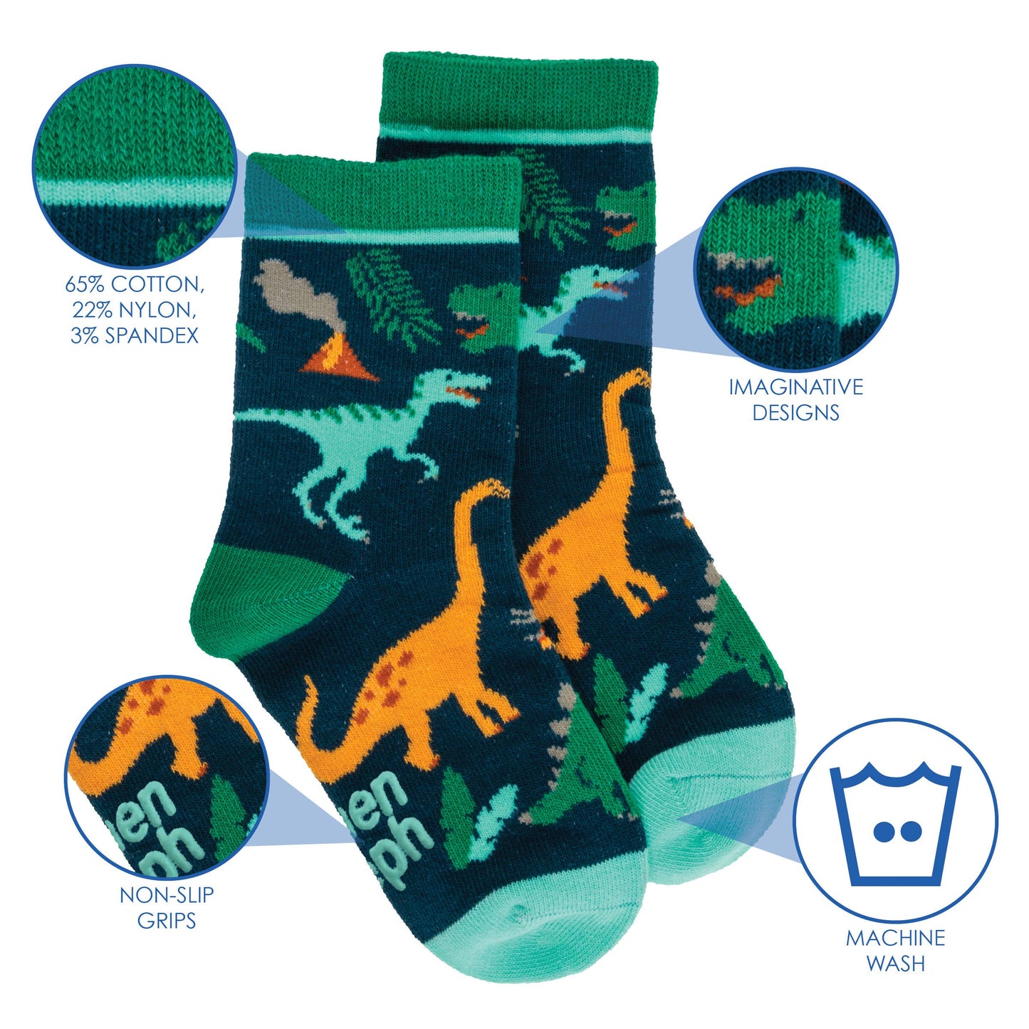 Stephen Joseph Gifts - Multi Dino Toddler Socks