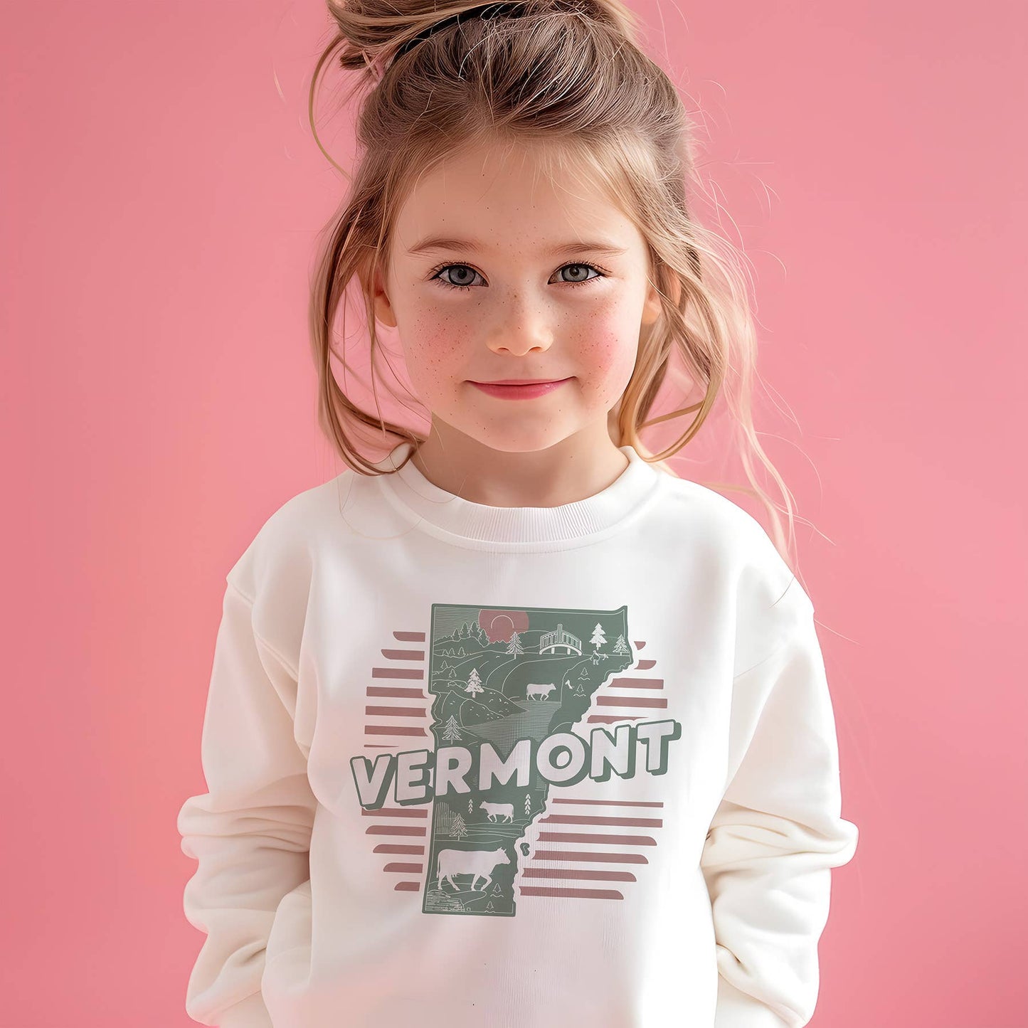 Peanut Bunny - Patriotic Vermont State Pride Kid's Sweatshirt
