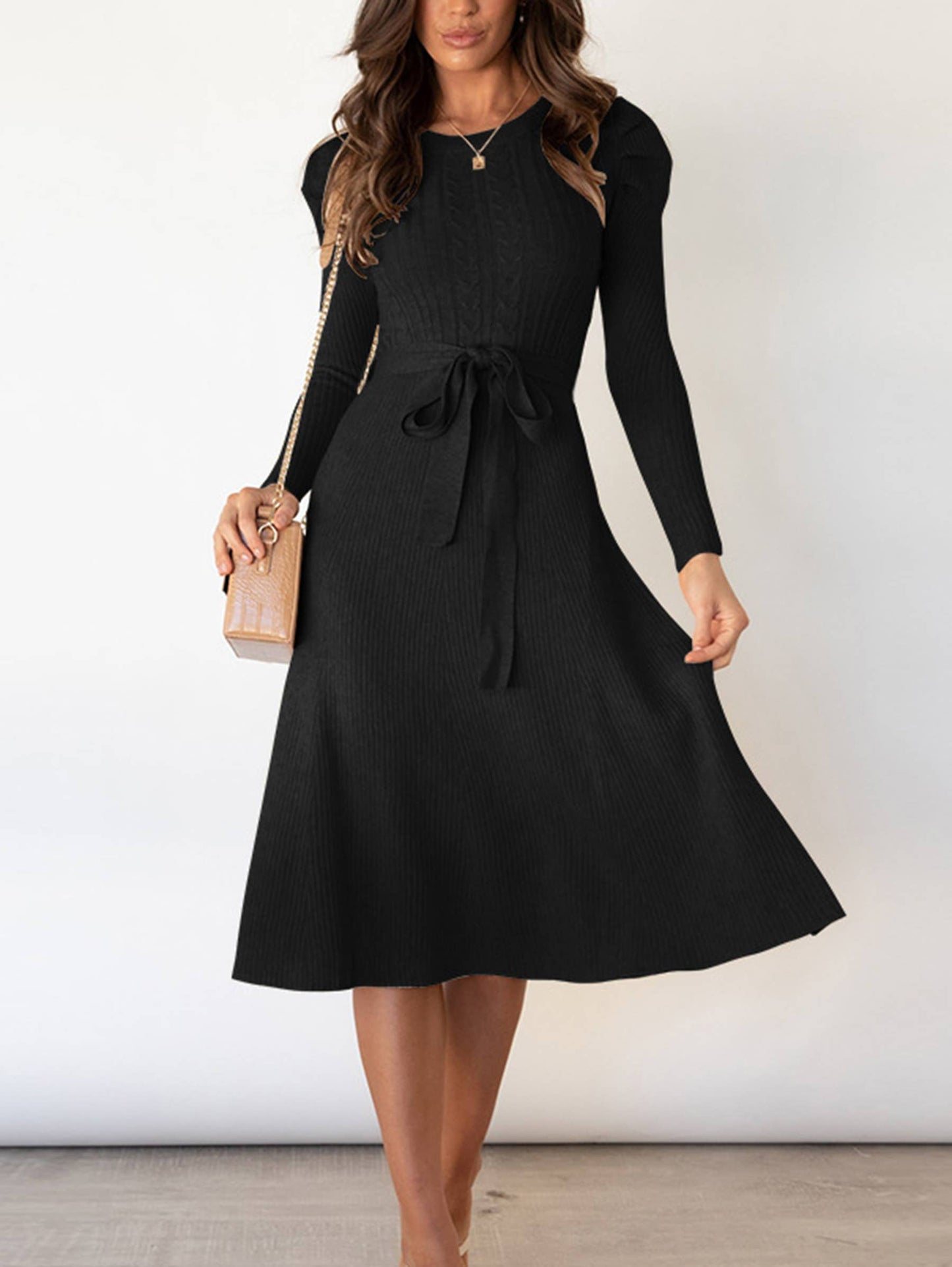 Wholesalesir - Bubble Long Sleeve Knitted Dress