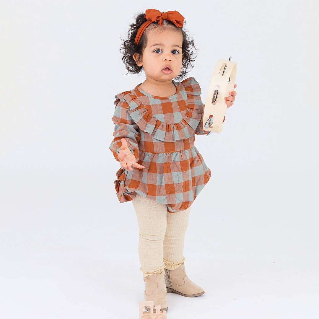 RuffleButts + RuggedButts - Girls Oatmeal Rib Knit Footless Ruffled Tights