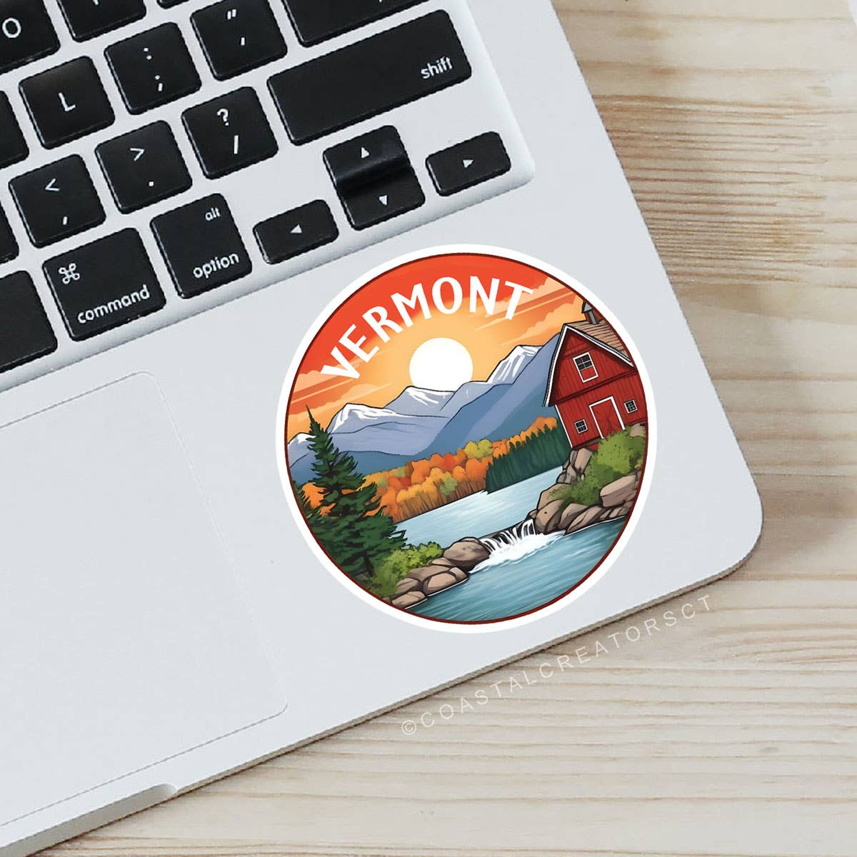 Coastal Creators of Connecticut - Vermont Fall Scene 3" Round Laptop Water Bottle Sticker