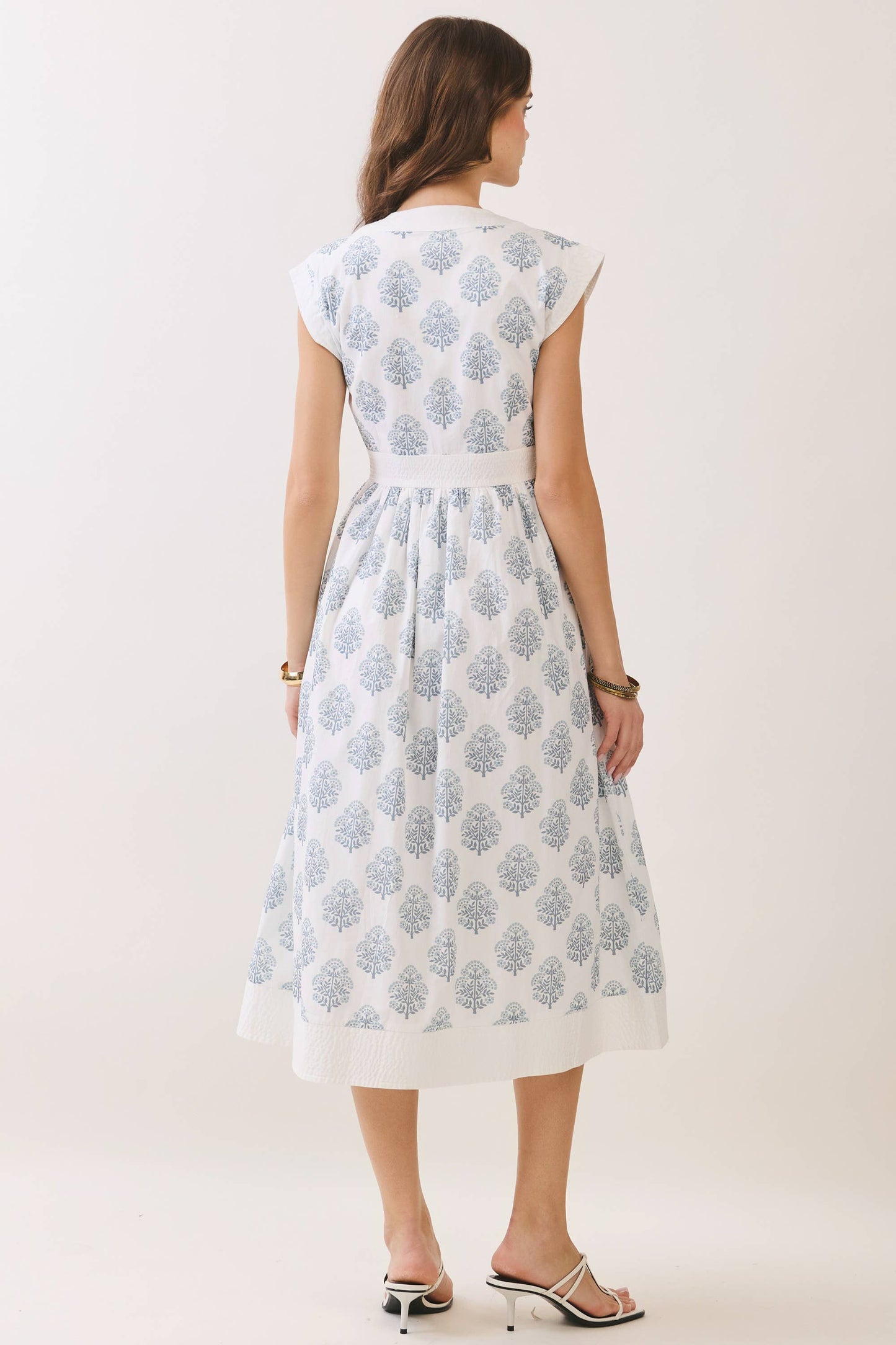 TCEC - CD06937-Floral Print Zipper Front Midi Dress