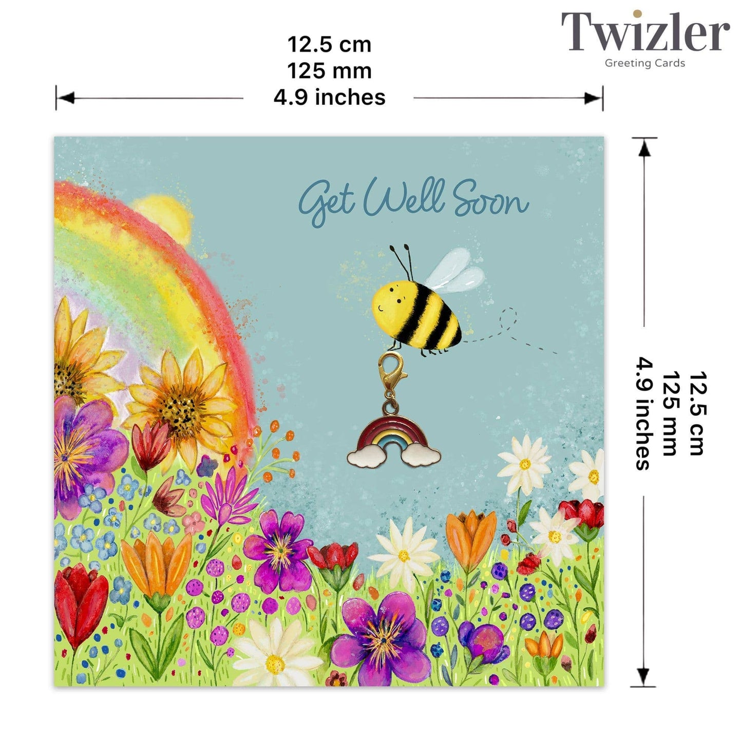 Twizler Ltd - Get Well Soon Card & Gift with Detachable Rainbow Charm