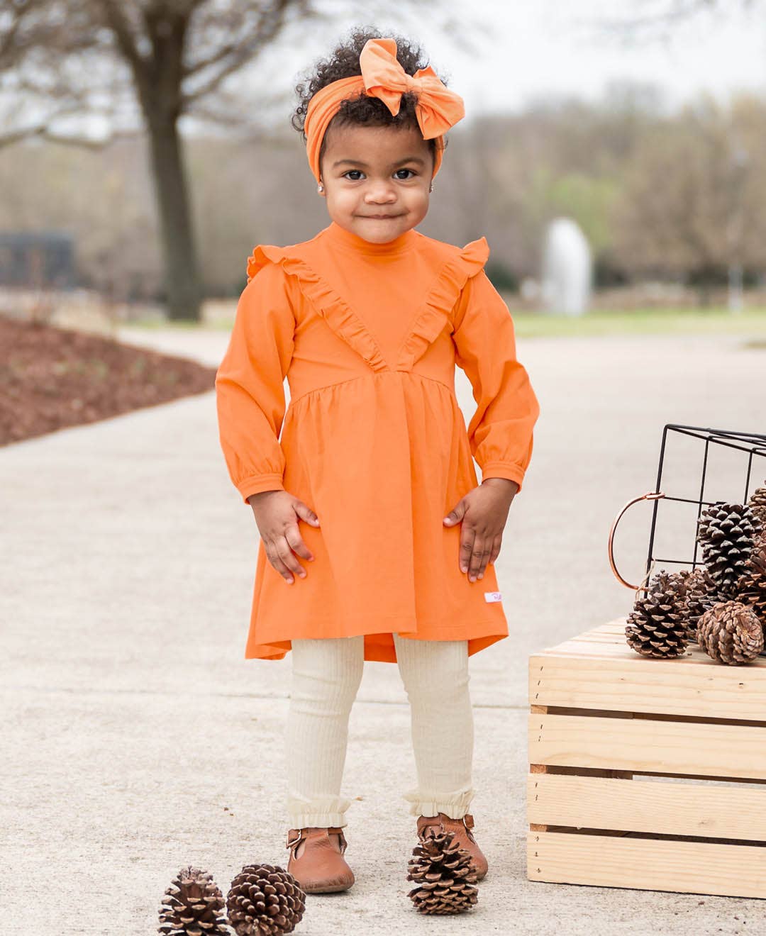 RuffleButts + RuggedButts - Girls Oatmeal Rib Knit Footless Ruffled Tights