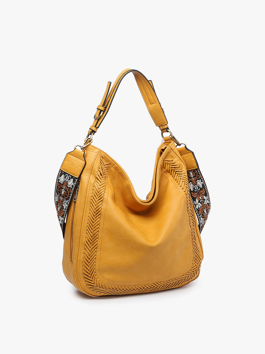 Jen & Co. - M2049 Aris Whipstitch Hobo/Crossbody w/ Guitar Strap