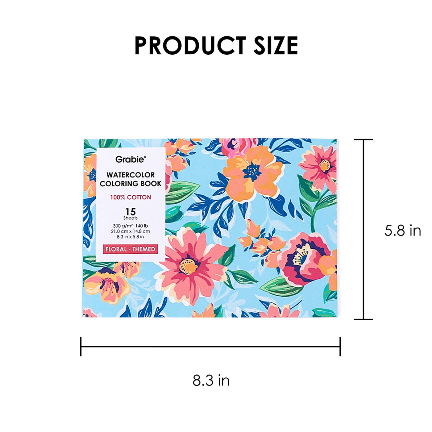 Grabie - Grabie 15 Sheets 140LB Floral-Themed Watercolor Coloring Book