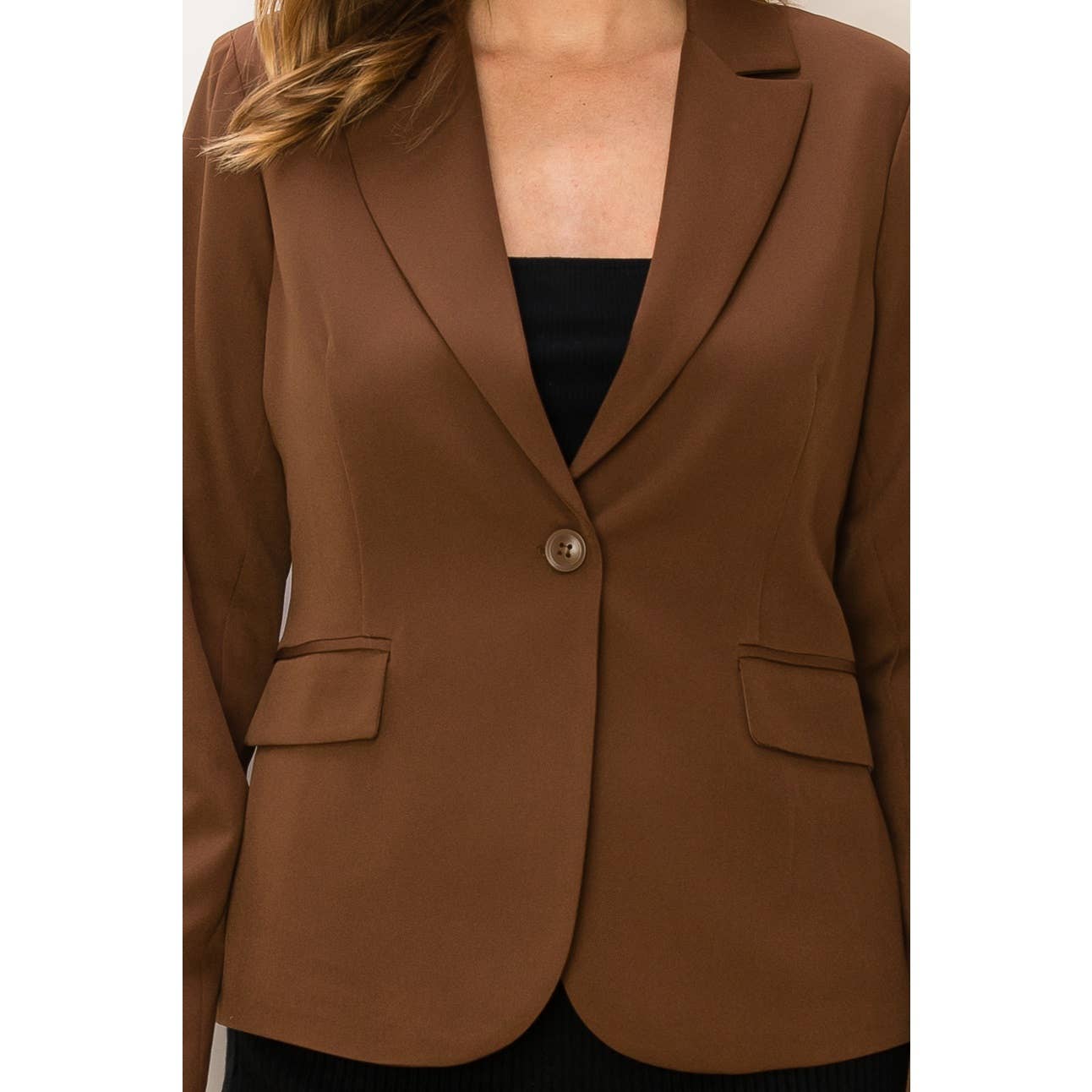 DIAL MY NUMBER SINGLE BUTTON BLAZER: BLACK / L