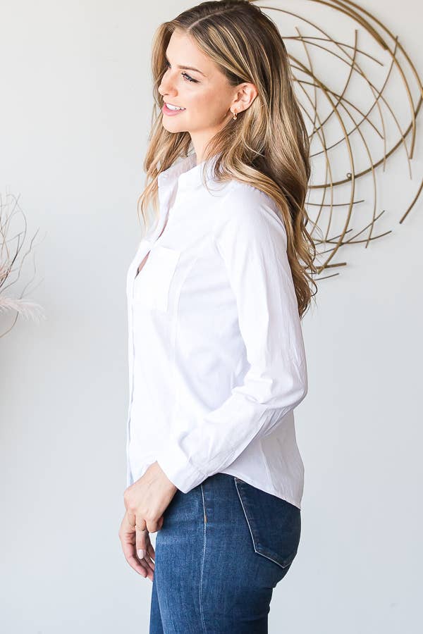 LONGSLEEVE COLLAR SHIRT FRONT BUTTON CLOSURE