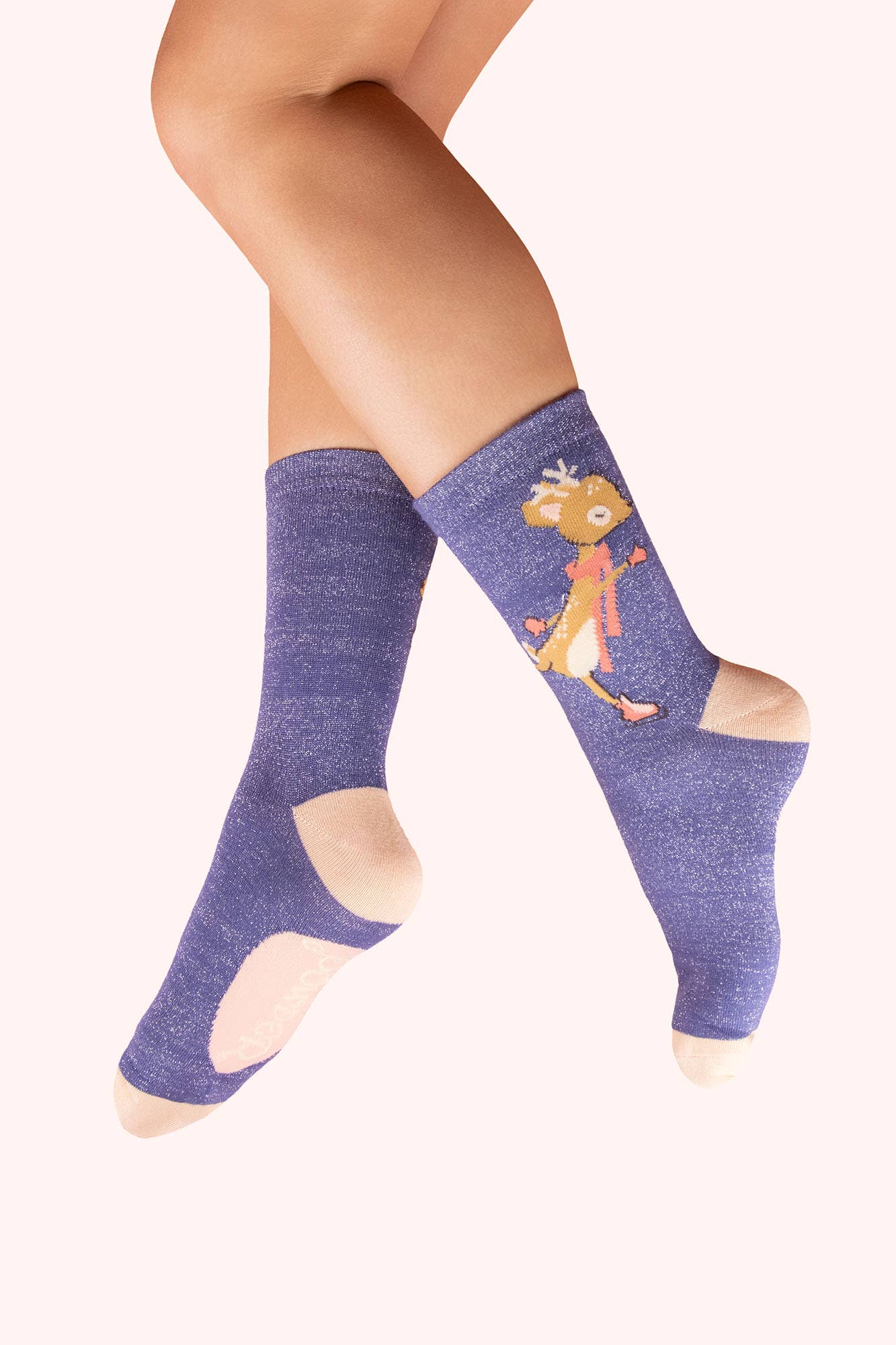 Powder Design inc - US - Glitter Ankle Socks - Skating Deer
