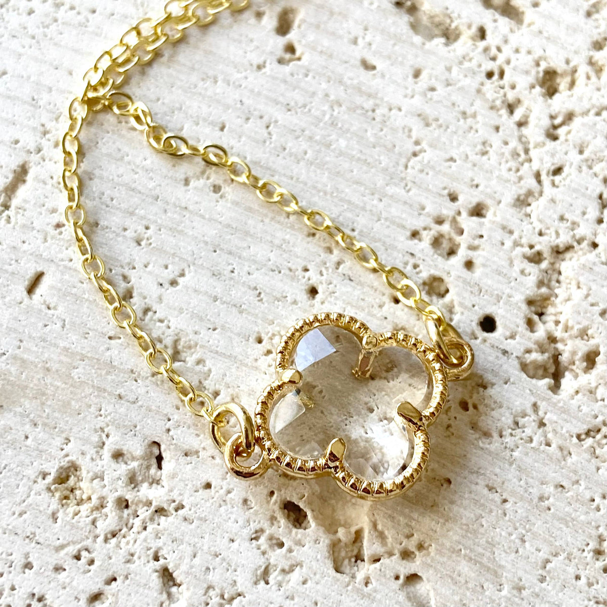 VB&CO Designs Handmade Jewelry - Clover quatrefoil crystal necklace