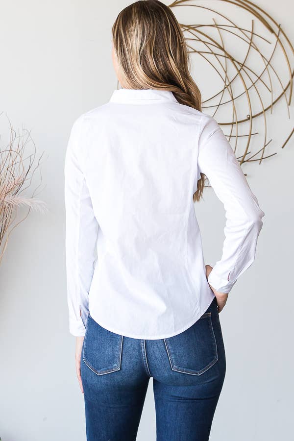 LONGSLEEVE COLLAR SHIRT FRONT BUTTON CLOSURE