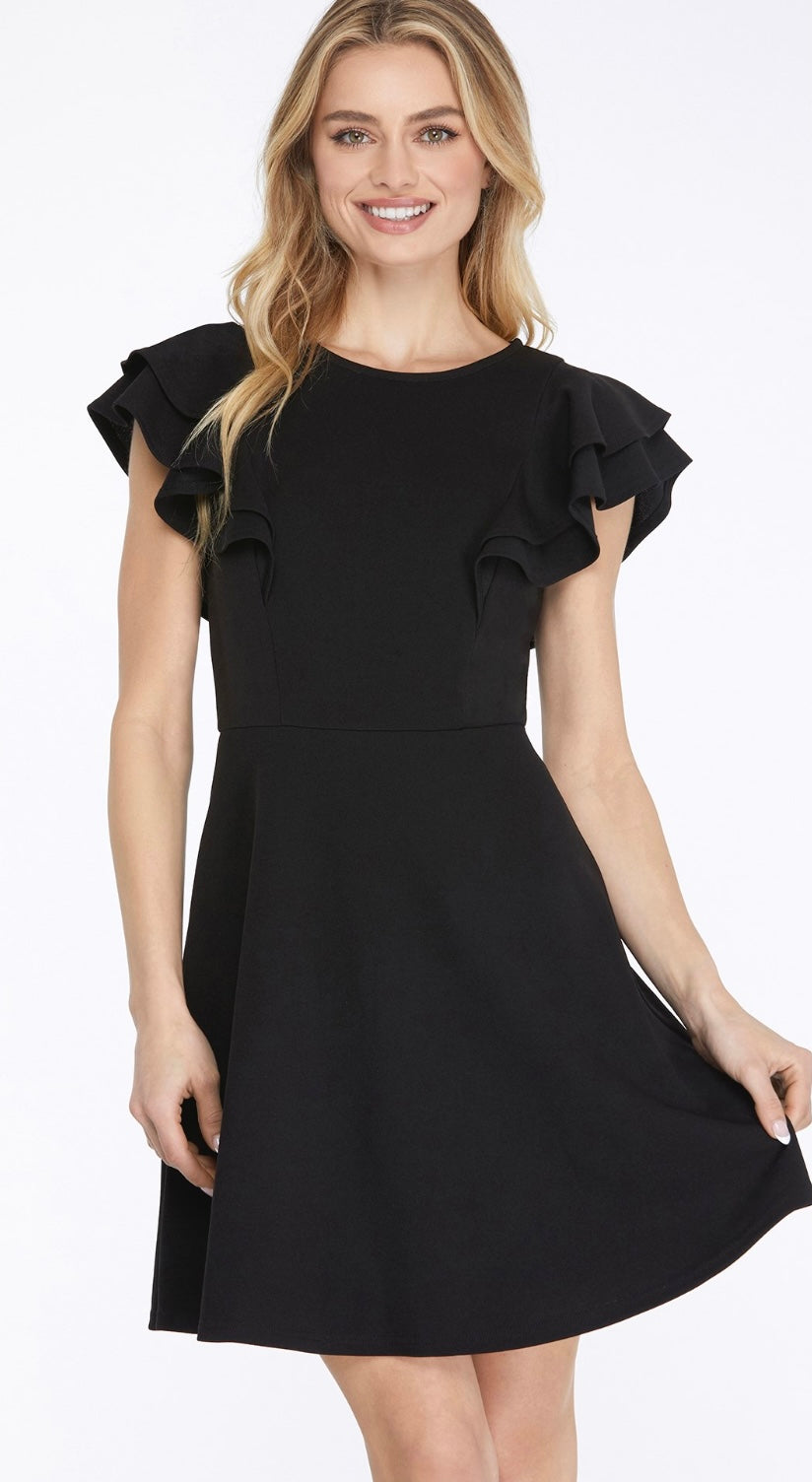 Ruffle Sleeve Square Neck Dress