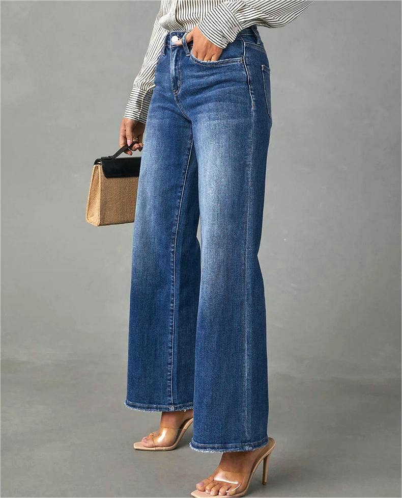 Rosa Clothing - Simple mid-rise straight leg jeans
