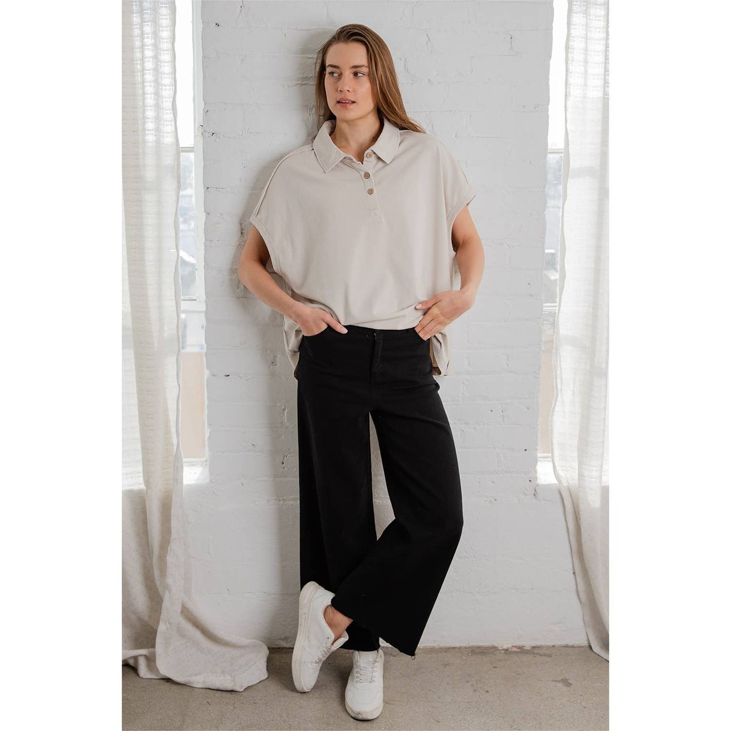 Rae Mode - COTTON TWILL WIDE LEG ANKLE PANT