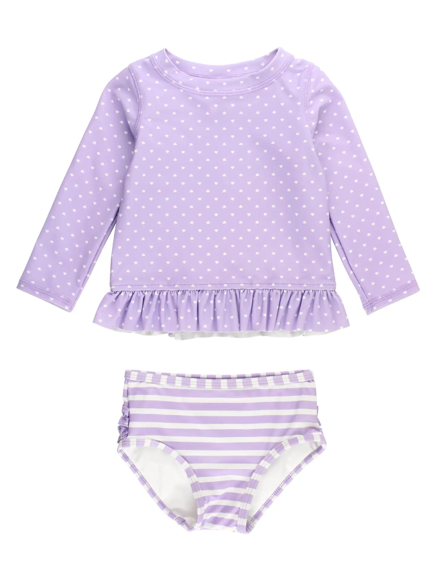 Lavender Heart Polka Rash Guard Bikini