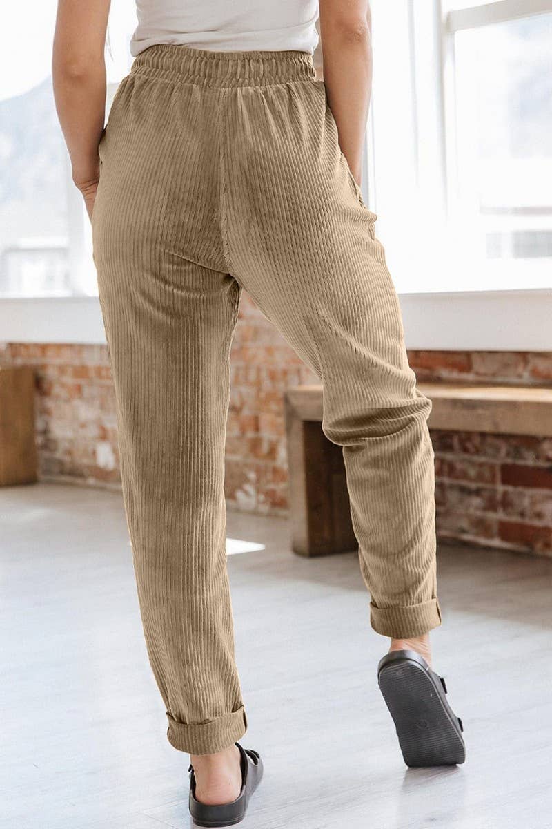 NINEXIS - CWBLP0479_CORDUROY ELASTIC WAISTBAND SIDE POCKET TROUSERS