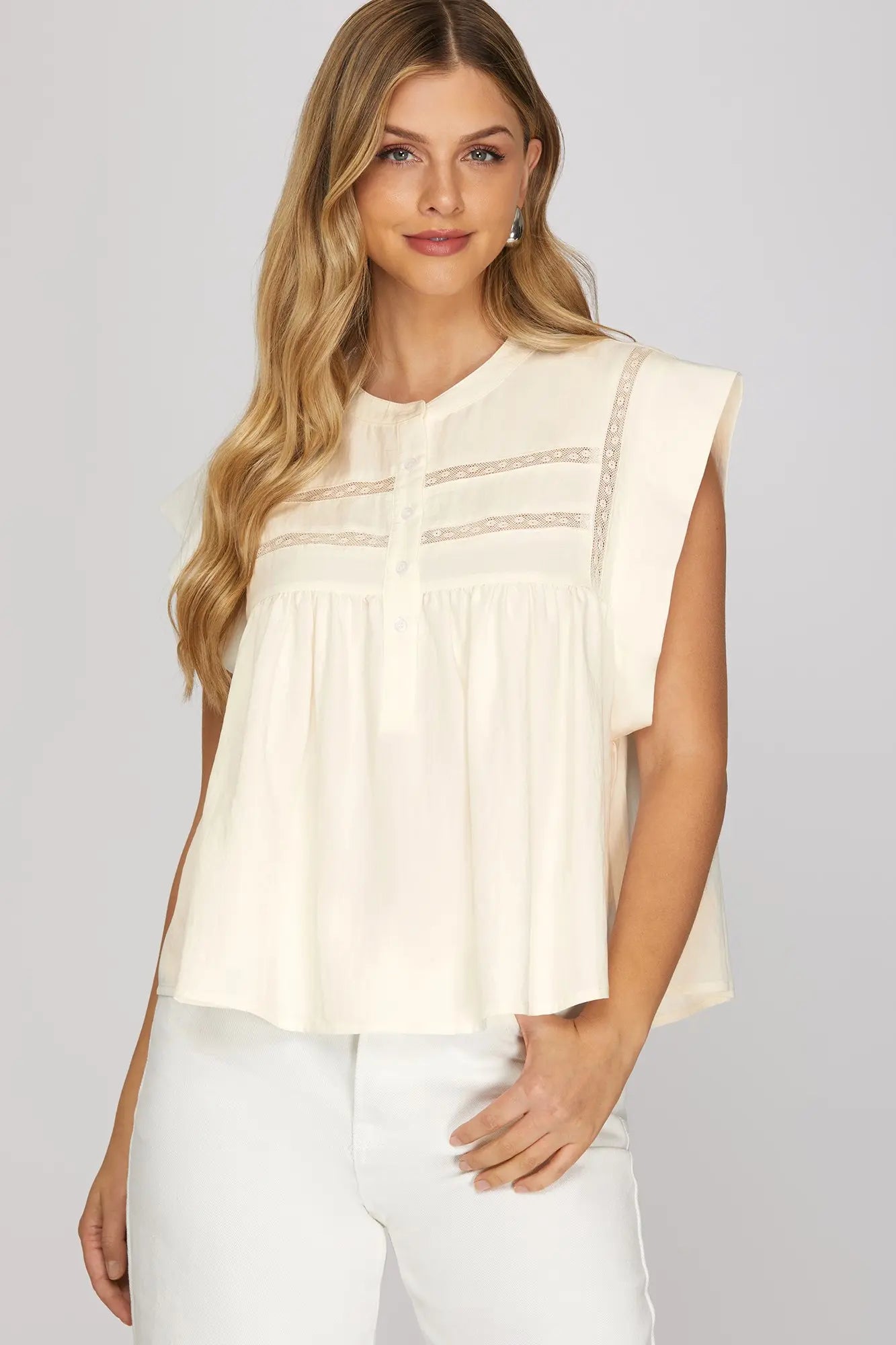 Drop Sleeve Woven Blouse