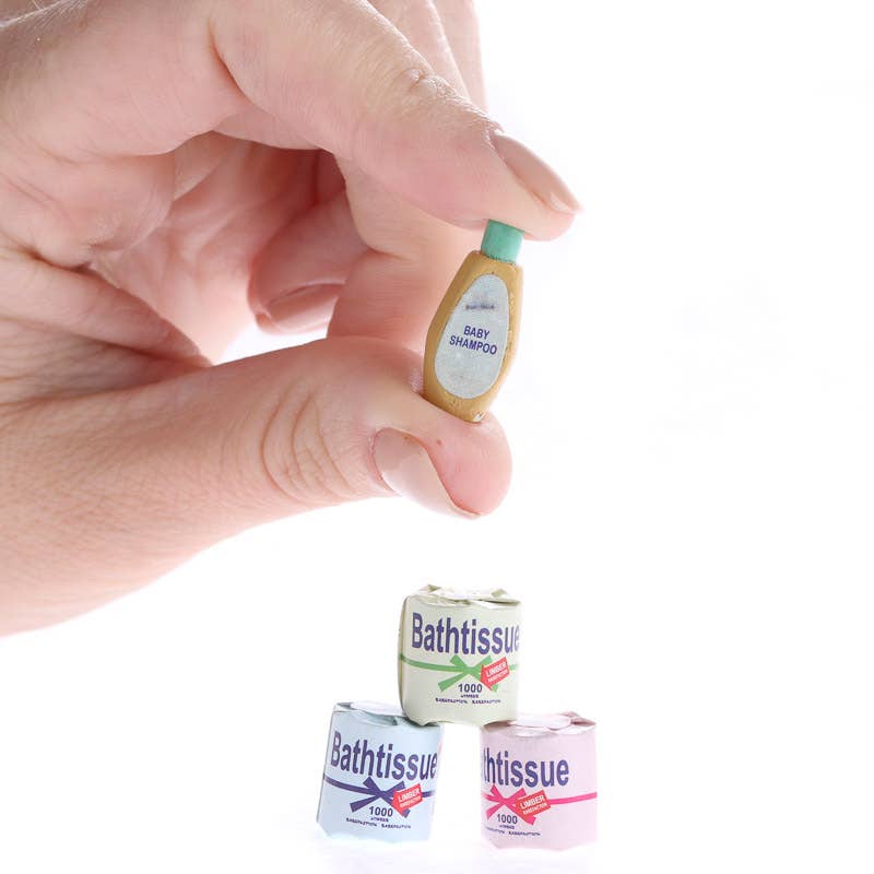 Factory Direct Craft - Miniature Bathroom Tissue and Shampoo Bottles 4 Piece Set