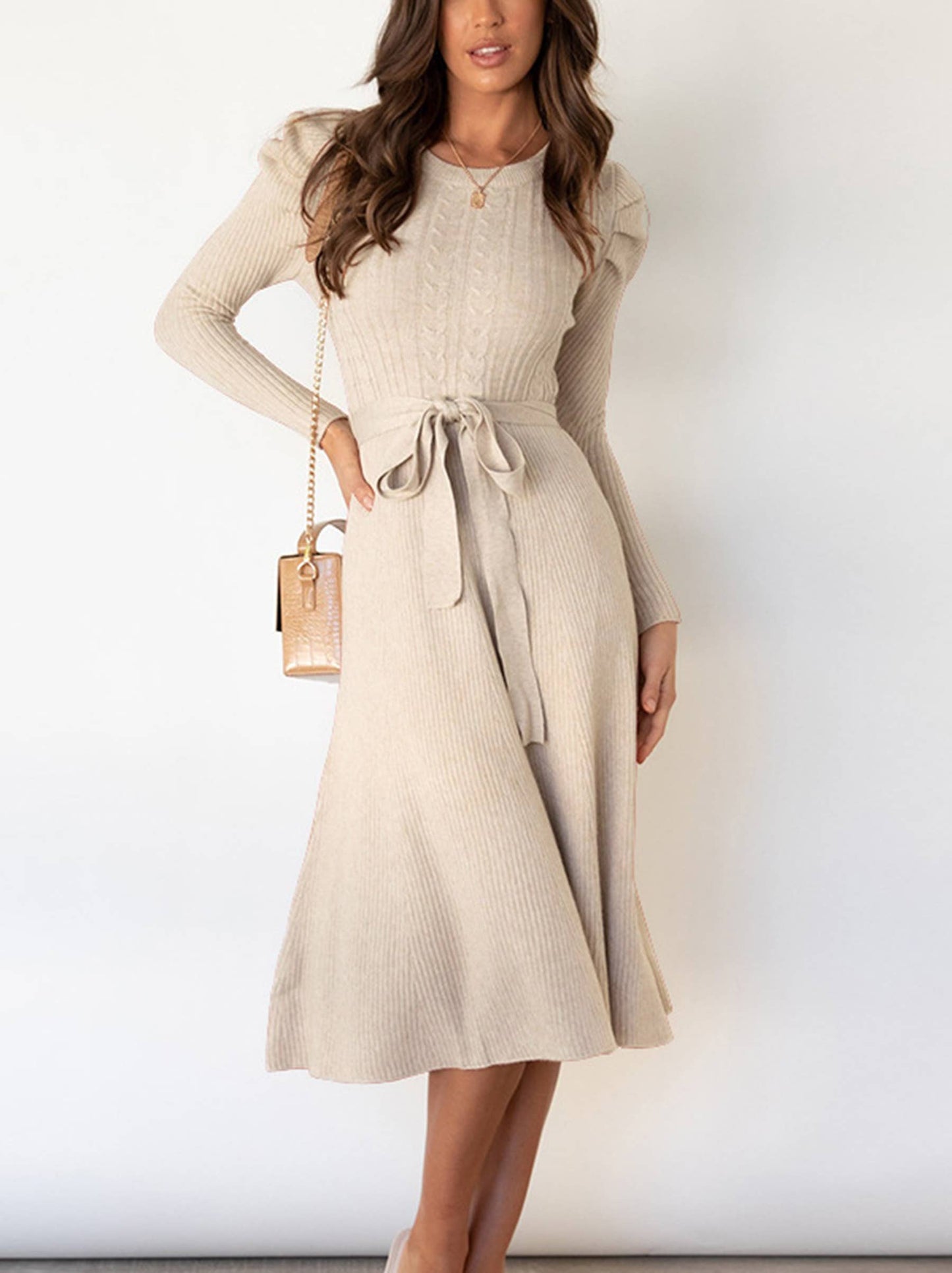 Wholesalesir - Bubble Long Sleeve Knitted Dress