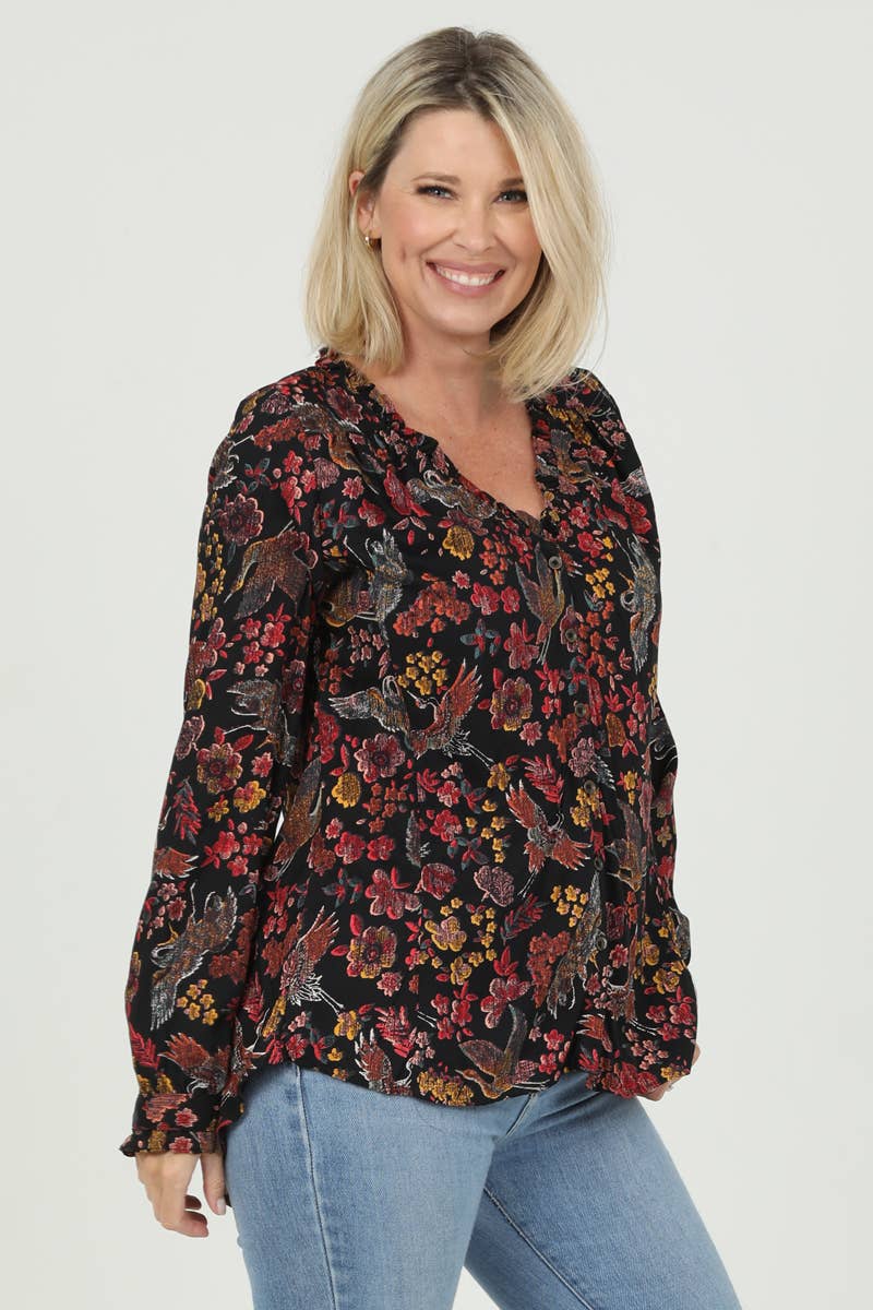 Nostalgia - E2S97-RU11 V NECK BUTTON FRONT SHIRT