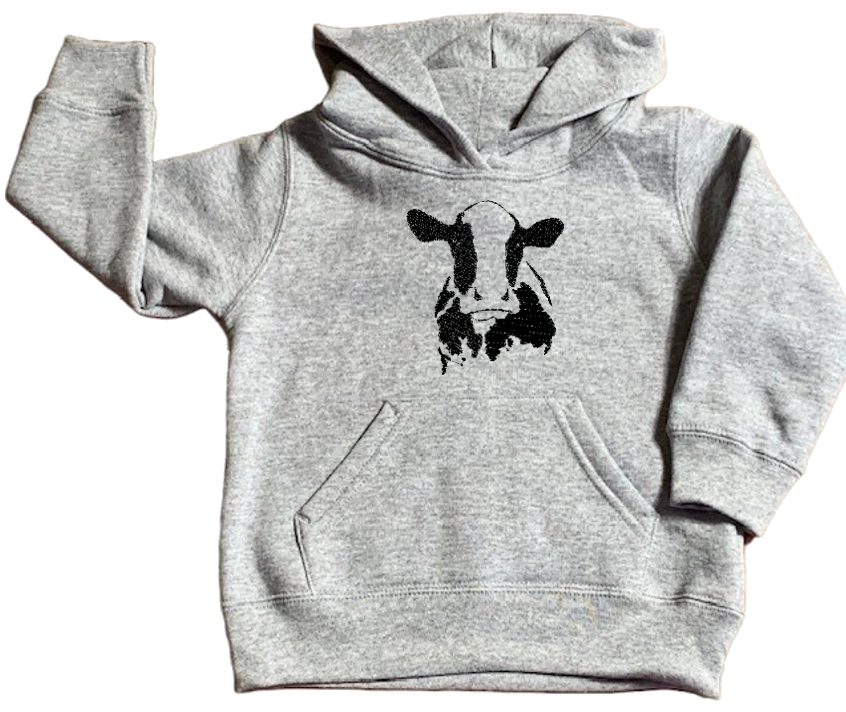 EMBELLISH By Kathleen - Embroidered Toddler Hoodie: Cow