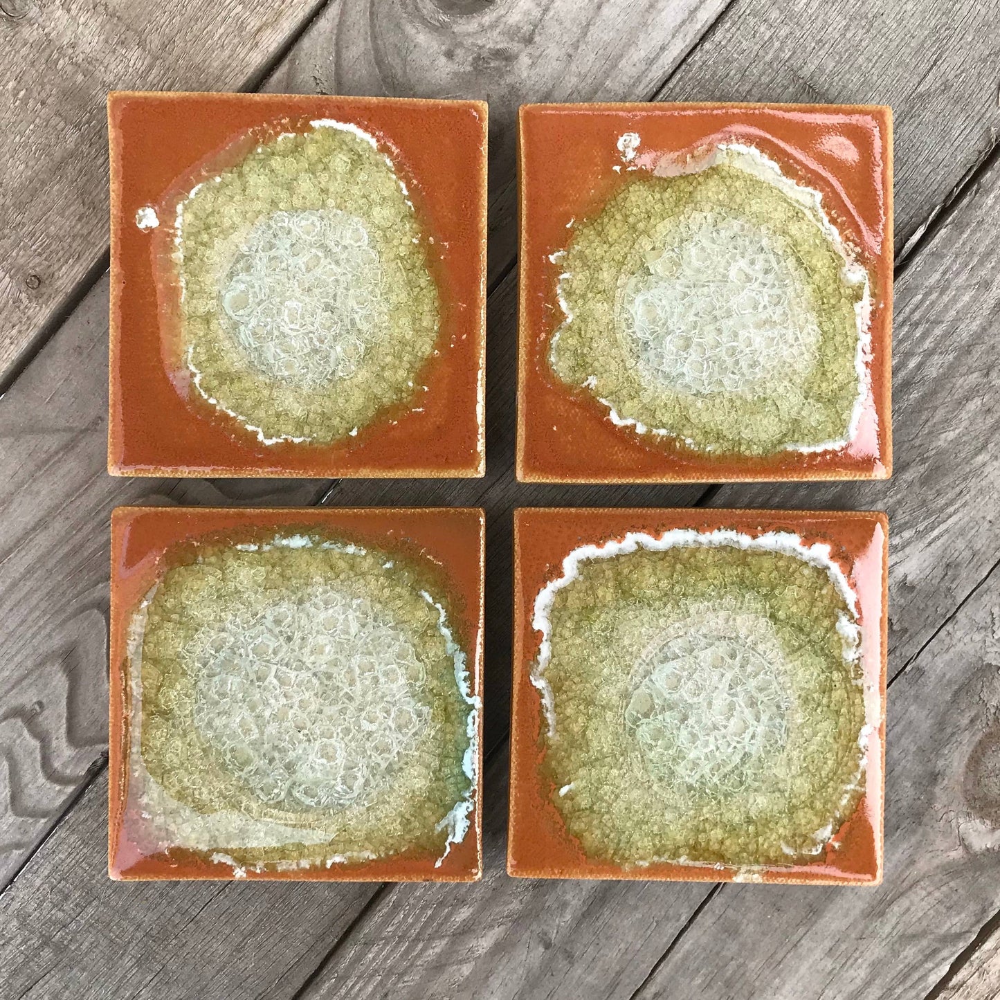 Dock 6 Pottery - Square Coaster - Pumpkin - Individual Coaster