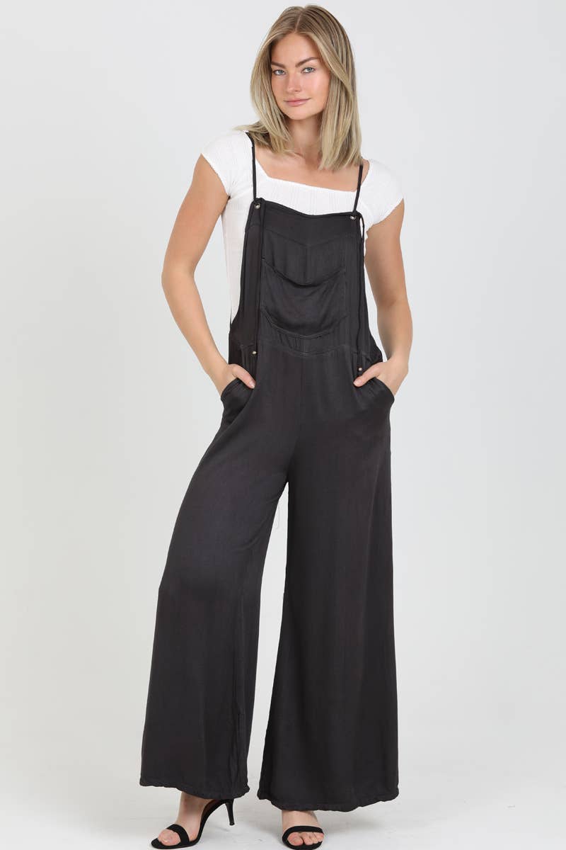 ANGIE - B5A51-ASIS DENIM FLARE LEG OVERALLS JUMPSUIT