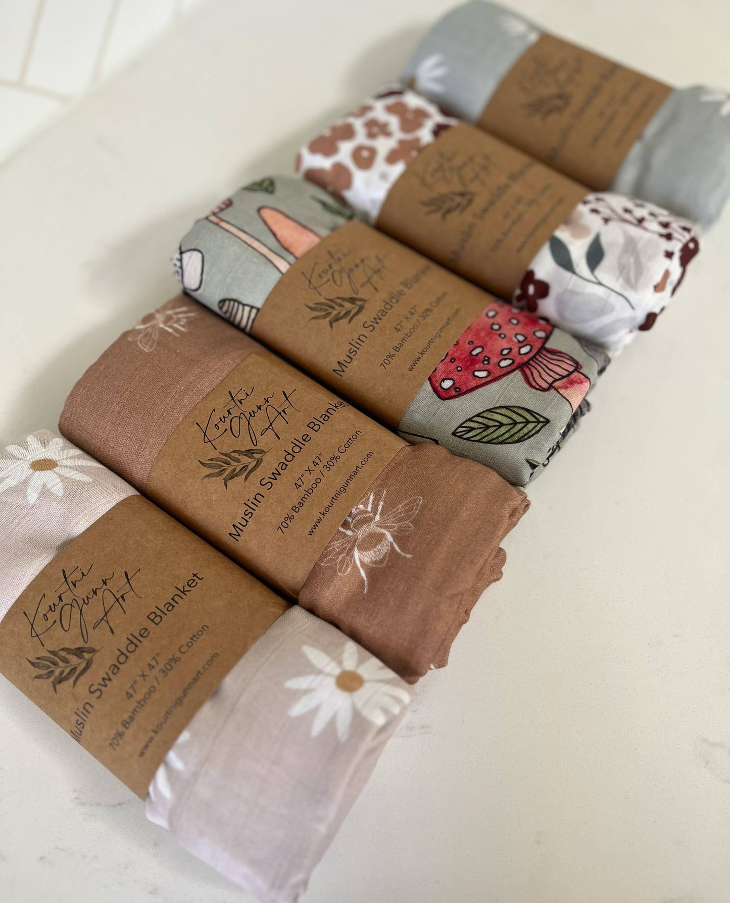 Daisy Swaddle Blanket, Pink Floral Muslin Baby Blanket